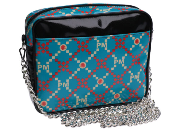 CLUTCH LIGHT BLUE MADRAS FANTASY. MODEL PARK MADE OF LORRY TARPAULIN. - Limited Edition Paul Meccanico