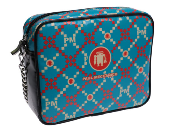 CLUTCH LIGHT BLUE MADRAS FANTASY. MODEL PARK MADE OF LORRY TARPAULIN. - Limited Edition Paul Meccanico