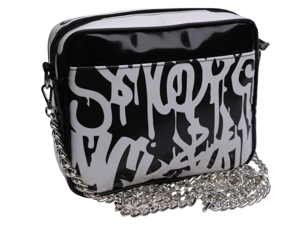 CLUTCH BLACK AND WHITE GRAFFITI FANTASY. PARK MODEL MADE OF LORRY TARPAULIN. - Limited Edition Paul Meccanico
