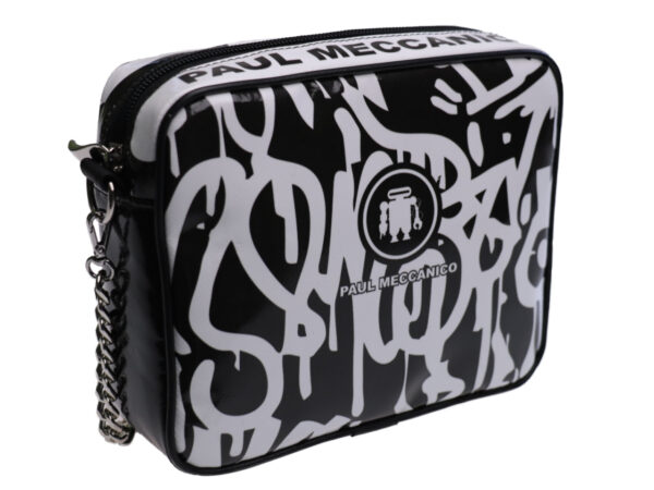 CLUTCH BLACK AND WHITE GRAFFITI FANTASY. PARK MODEL MADE OF LORRY TARPAULIN. - Limited Edition Paul Meccanico