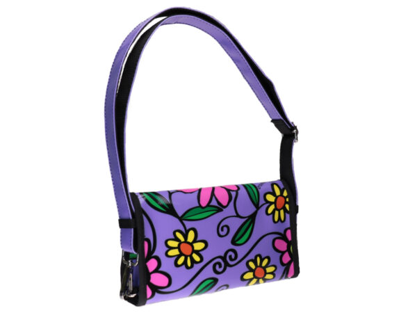 CLUTCH BAG VIOLET FLORAL FANTASY. MODEL CANDY MADE OF LORRY TARPAULIN. - Limited Edition Paul Meccanico