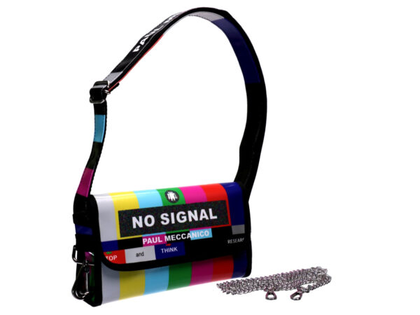 CLUTCH BAG MULTICOLOR "NO SIGNAL". MODEL CANDY MADE OF LORRY TARPAULIN. - Limited Edition Paul Meccanico