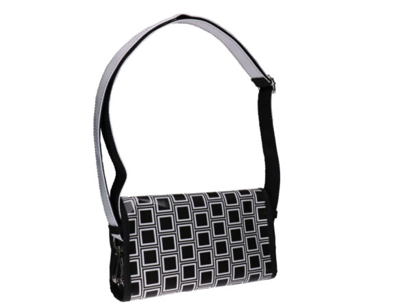 CLUTCH BAG BLACK AND WHITE GEOMETRIC FANTASY. MODEL CANDY MADE OF LORRY TARPAULIN. - Limited Edition Paul Meccanico