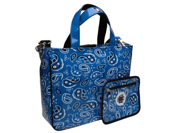 TOTE BAG LIGHT BLUE WITH PAISLEY FANTASY. MODEL GLAM MADE OF LORRY TARPAULIN. - Unique Pieces Paul Meccanico