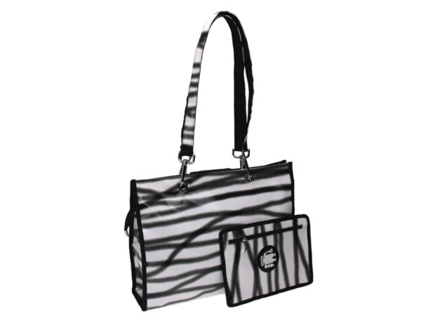 SHOPPER BAG BLACK AND WHITE SHADED EFFECT. MODEL PEPE MADE OF LORRY TARPAULIN. - Unique Pieces Paul Meccanico