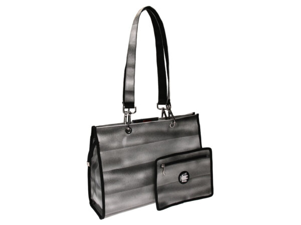 SHOPPER BAG GREY WITH SFUMATO EFFECT. MODEL PEPE MADE OF LORRY TARPAULIN. - Unique Pieces Paul Meccanico