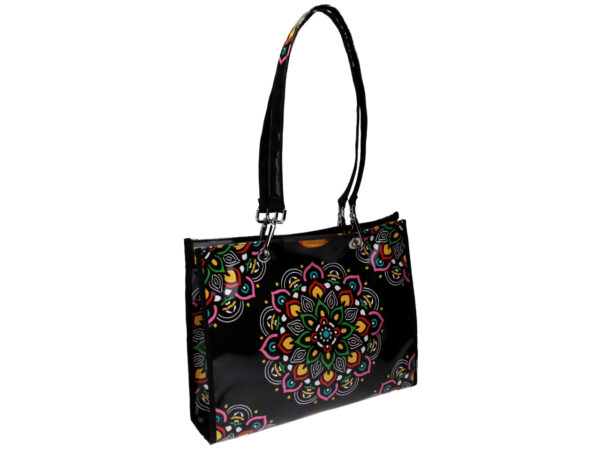 BLACK SHOPPER WITH MANDALA FANTASY. MODEL PEPE MADE OF LORRY TARPAULIN. - Unique Pieces Paul Meccanico