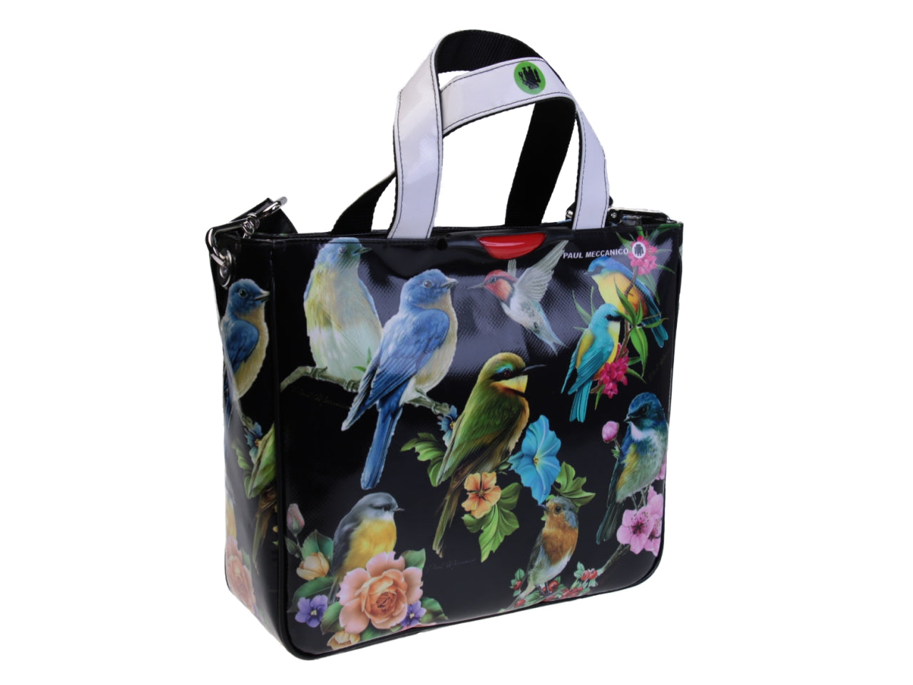 TOTE BAG BLACK COLOUR "BIRDS". MODEL GLAM MADE OF LORRY TARPAULIN. - Unique Pieces Paul Meccanico