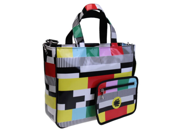 TOTE BAG MULTICOLOR "NO SIGNAL". MODEL GLAM MADE OF LORRY TARPAULIN. - Unique Pieces Paul Meccanico