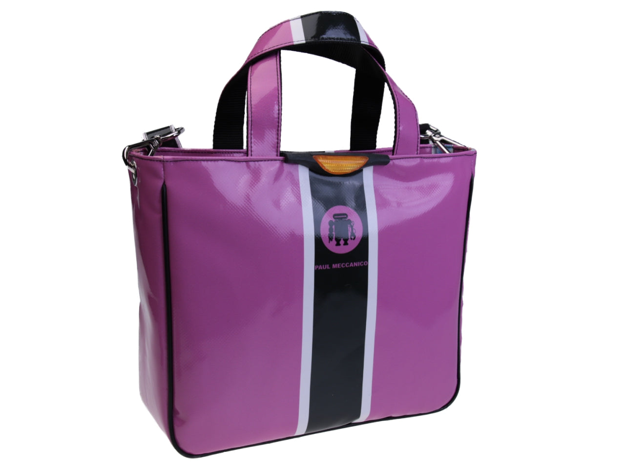 TOTE BAG LILAC AND BLACK COLOURS. MODEL GLAM MADE OF LORRY TARPAULIN. - Unique Pieces Paul Meccanico