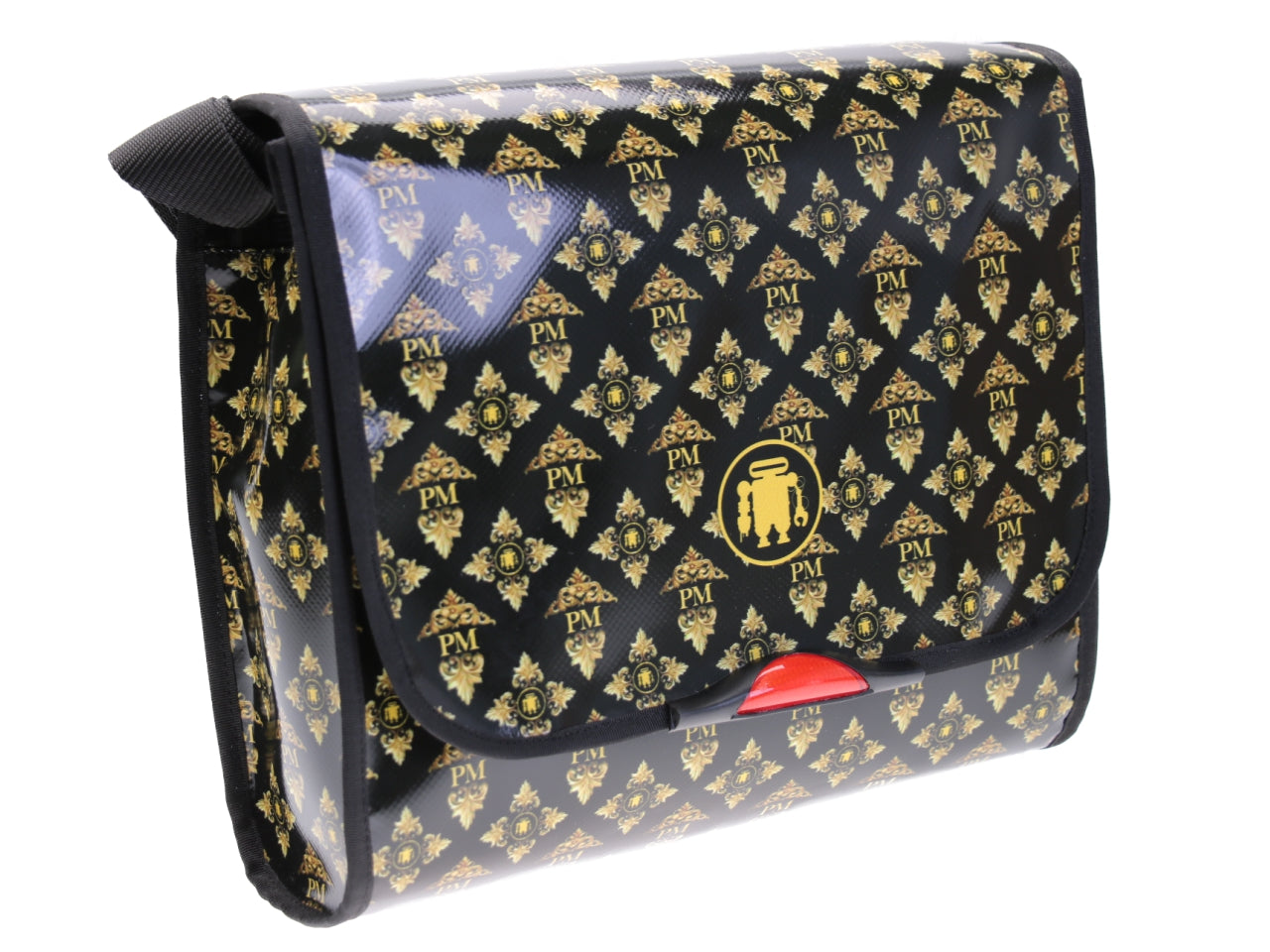 CROSSBODY BAG BLACK GOLD LIBERTY FANTASY. MODEL BREAK MADE OF LORRY TARPAULIN. - Unique Pieces Paul Meccanico