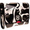 BLACK AND WHITE CROSSBODY BAG "KITTENS". MODEL BREAK MADE OF LORRY TARPAULIN. - Unique Pieces Paul Meccanico