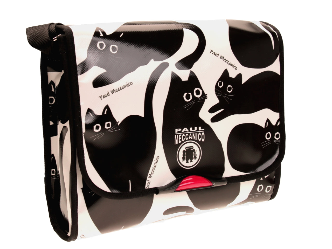 BLACK AND WHITE CROSSBODY BAG "KITTENS". MODEL BREAK MADE OF LORRY TARPAULIN. - Unique Pieces Paul Meccanico