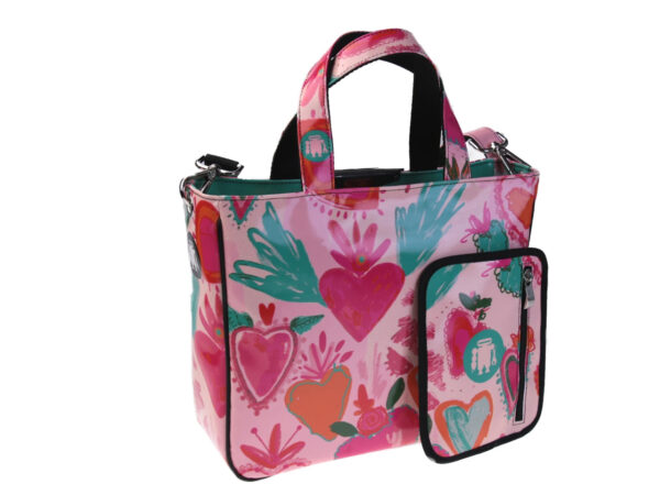 PINK TOTE BAG "HEARTS". MODEL GLAM MADE OF LORRY TARPAULIN. - Unique Pieces Paul Meccanico
