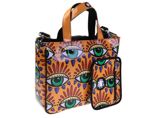 TOTE BAG ORANGE "EYES". MODEL GLAM MADE OF LORRY TARPAULIN. - Unique Pieces Paul Meccanico