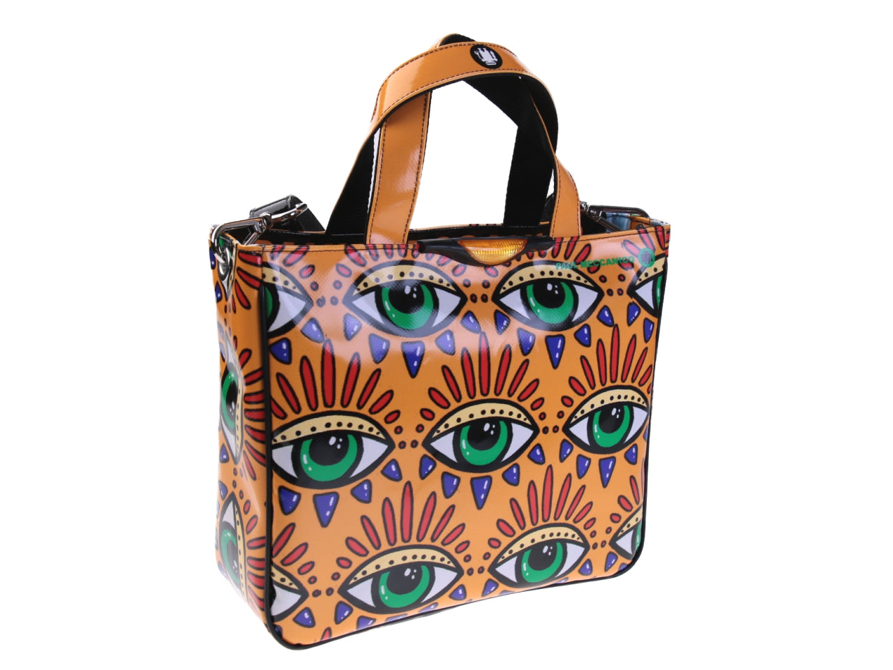 TOTE BAG ORANGE "EYES". MODEL GLAM MADE OF LORRY TARPAULIN. - Unique Pieces Paul Meccanico