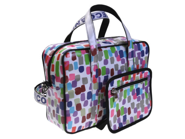 RECTANGULAR WOMEN'S BAG MULTICOLOR. MODEL PINCA MADE OF LORRY TARPAULIN. - Unique Pieces Paul Meccanico