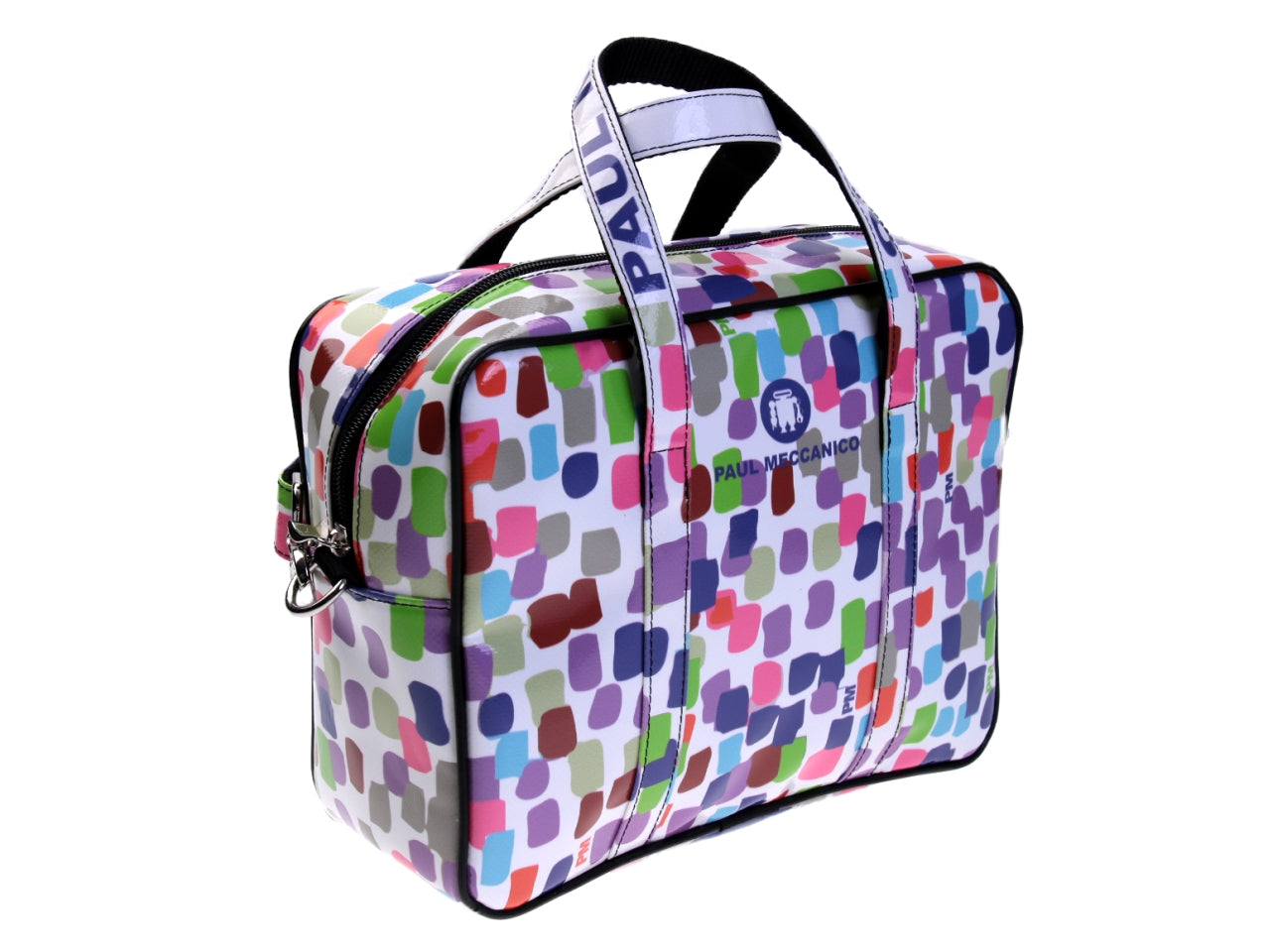 RECTANGULAR WOMEN'S BAG MULTICOLOR. MODEL PINCA MADE OF LORRY TARPAULIN. - Unique Pieces Paul Meccanico