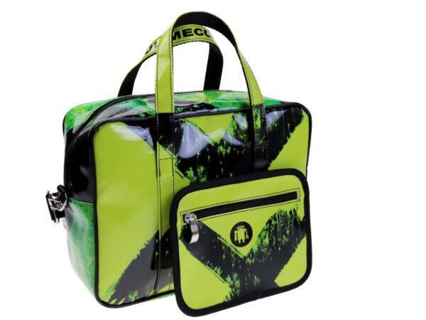RECTANGULAR WOMEN'S BAG YELLOW AND GREEN FLUORESCENT. MODEL PINCA MADE OF LORRY TARPAULIN. - Unique Pieces Paul Meccanico