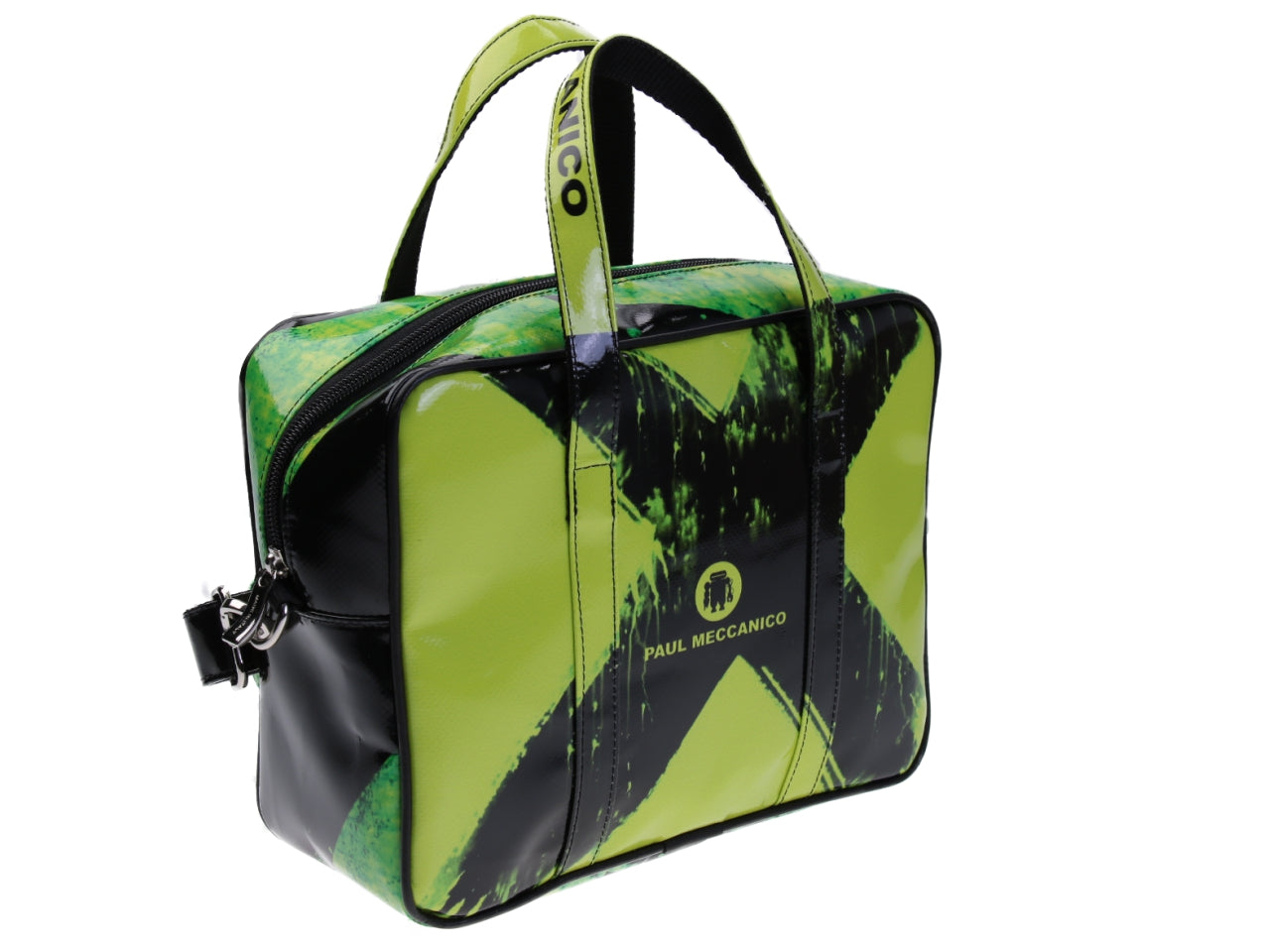 RECTANGULAR WOMEN'S BAG YELLOW AND GREEN FLUORESCENT. MODEL PINCA MADE OF LORRY TARPAULIN. - Unique Pieces Paul Meccanico
