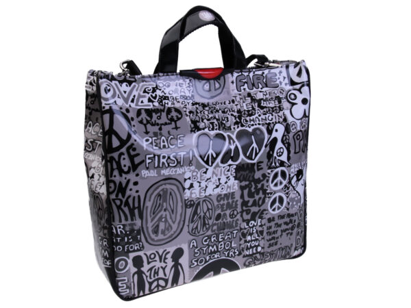 GREY MAXI TOTE BAG "PEACE". MODEL AIRSTONE MADE OF LORRY TARPAULIN. - Unique Pieces Paul Meccanico