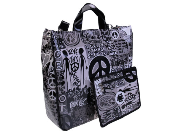 GREY MAXI TOTE BAG "PEACE". MODEL AIRSTONE MADE OF LORRY TARPAULIN. - Unique Pieces Paul Meccanico