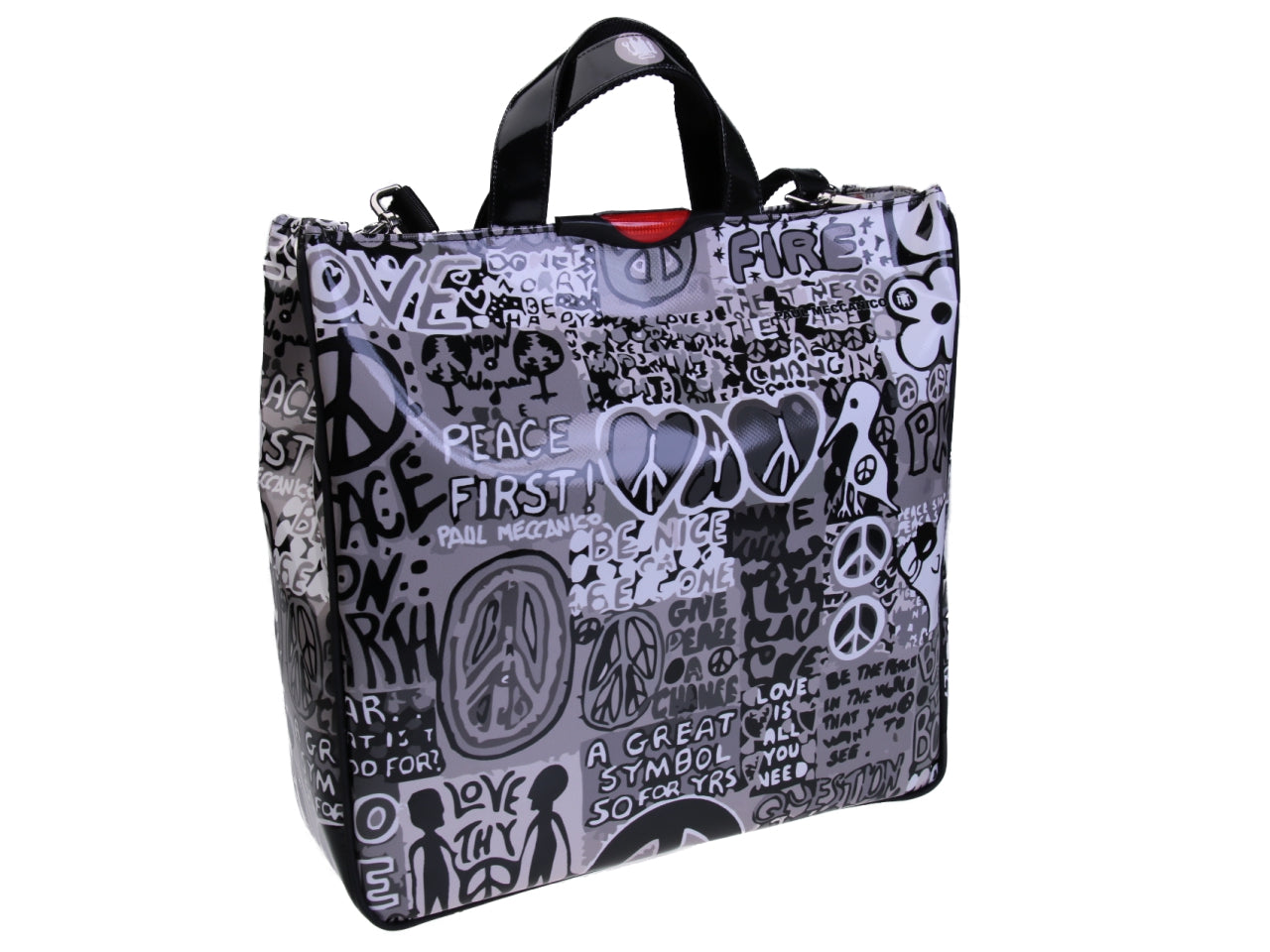 GREY MAXI TOTE BAG "PEACE". MODEL AIRSTONE MADE OF LORRY TARPAULIN. - Unique Pieces Paul Meccanico