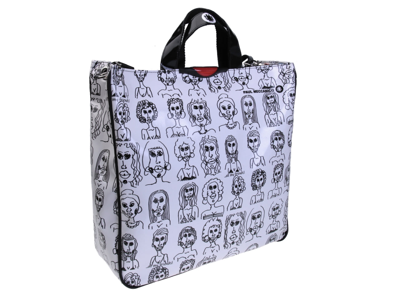 WHITE MAXI TOTE BAG "FACES". MODEL AIRSTONE MADE OF LORRY TARPAULIN. - Unique Pieces Paul Meccanico