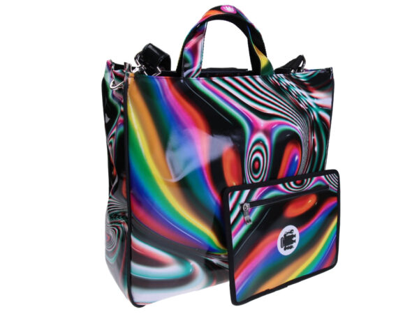 MULTICOLOR MAXI TOTE BAG PSYCHEDELIC FANTASY. MODEL AIRSTONE MADE OF LORRY TARPAULIN. - Unique Pieces Paul Meccanico