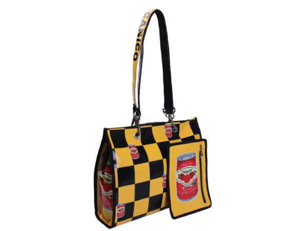 SHOPPER BAG YELLOW AND BLACK "TOMATO". MODEL PEPE MADE OF LORRY TARPAULIN. - Unique Pieces Paul Meccanico