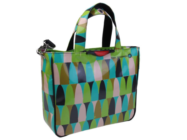 APPLE GREEN TOTE BAG GEOMETRIC FANTASY. MODEL GLAM MADE OF LORRY TARPAULIN. - Unique Pieces Paul Meccanico