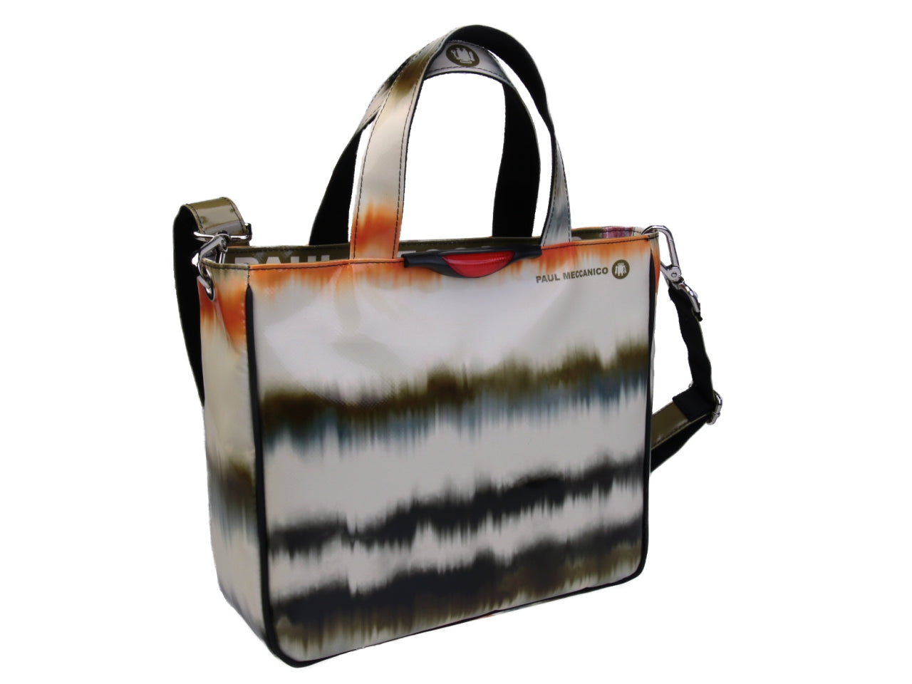 BEIGE TOTE BAG WITH SHADED FANTASY. MODEL GLAM MADE OF LORRY TARPAULIN. - Unique Pieces Paul Meccanico