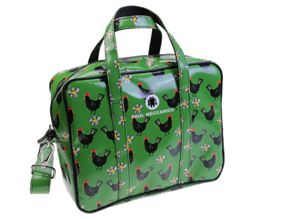 RECTANGULAR WOMEN'S BAG GREEN COLOUR "GROUSE". MODEL PINCA MADE OF LORRY TARPAULIN. - Unique Pieces Paul Meccanico