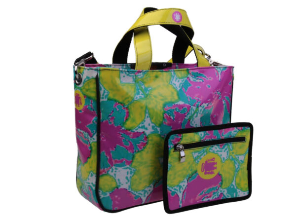 MULTICOLOUR TOTE BAG WITH TIE DYE FANTASY. MODEL GLAM MADE OF LORRY TARPAULIN. - Unique Pieces Paul Meccanico