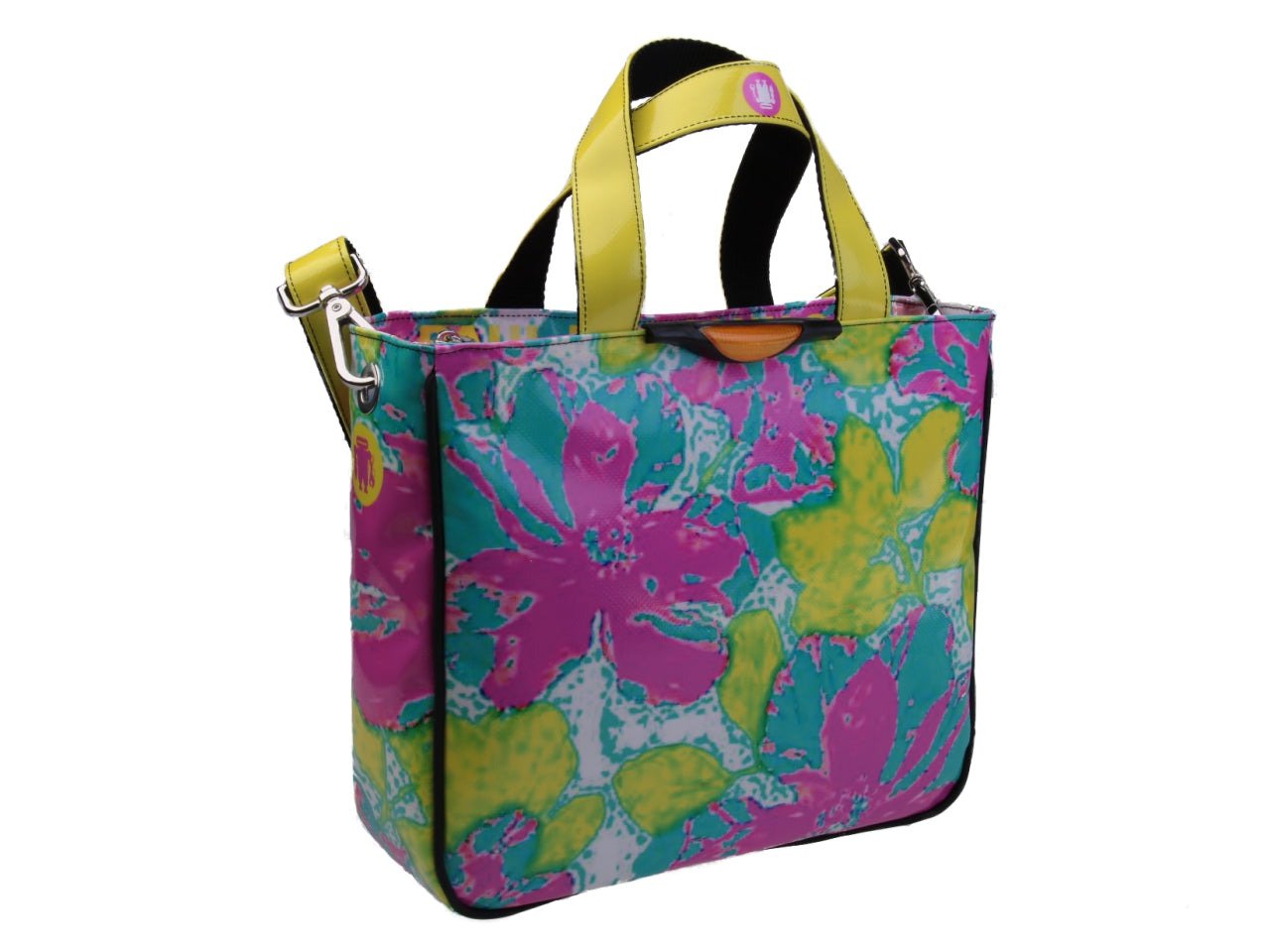 MULTICOLOUR TOTE BAG WITH TIE DYE FANTASY. MODEL GLAM MADE OF LORRY TARPAULIN. - Unique Pieces Paul Meccanico