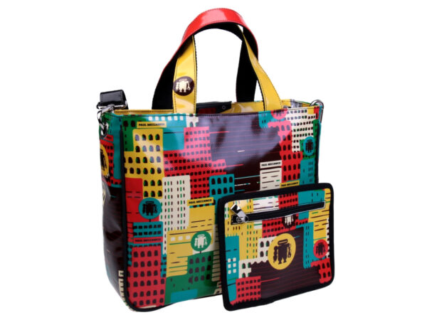 MULTICOLOR TOTE BAG "CITY". MODEL GLAM MADE OF LORRY TARPAULIN. - Unique Pieces Paul Meccanico