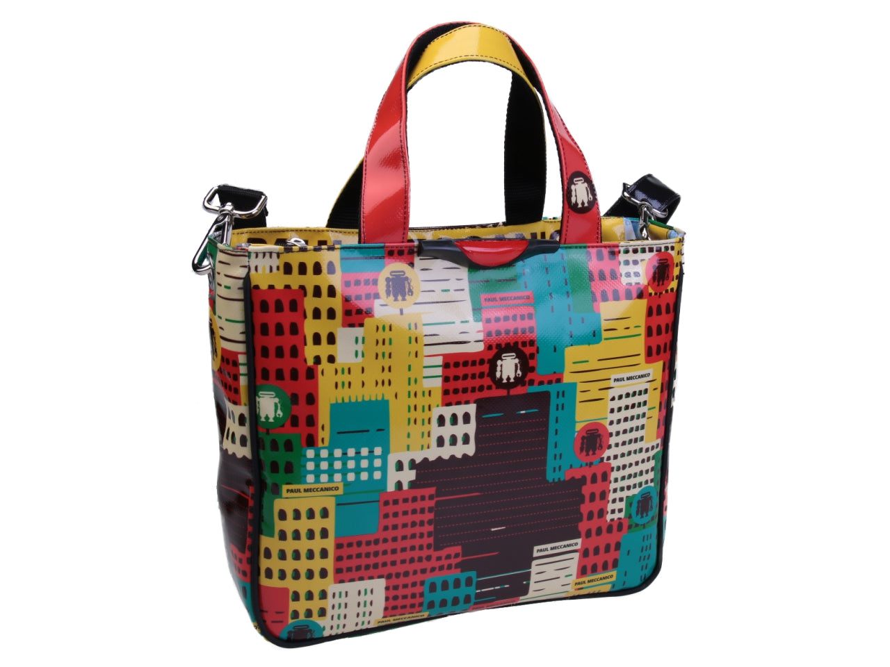 MULTICOLOR TOTE BAG "CITY". MODEL GLAM MADE OF LORRY TARPAULIN. - Unique Pieces Paul Meccanico