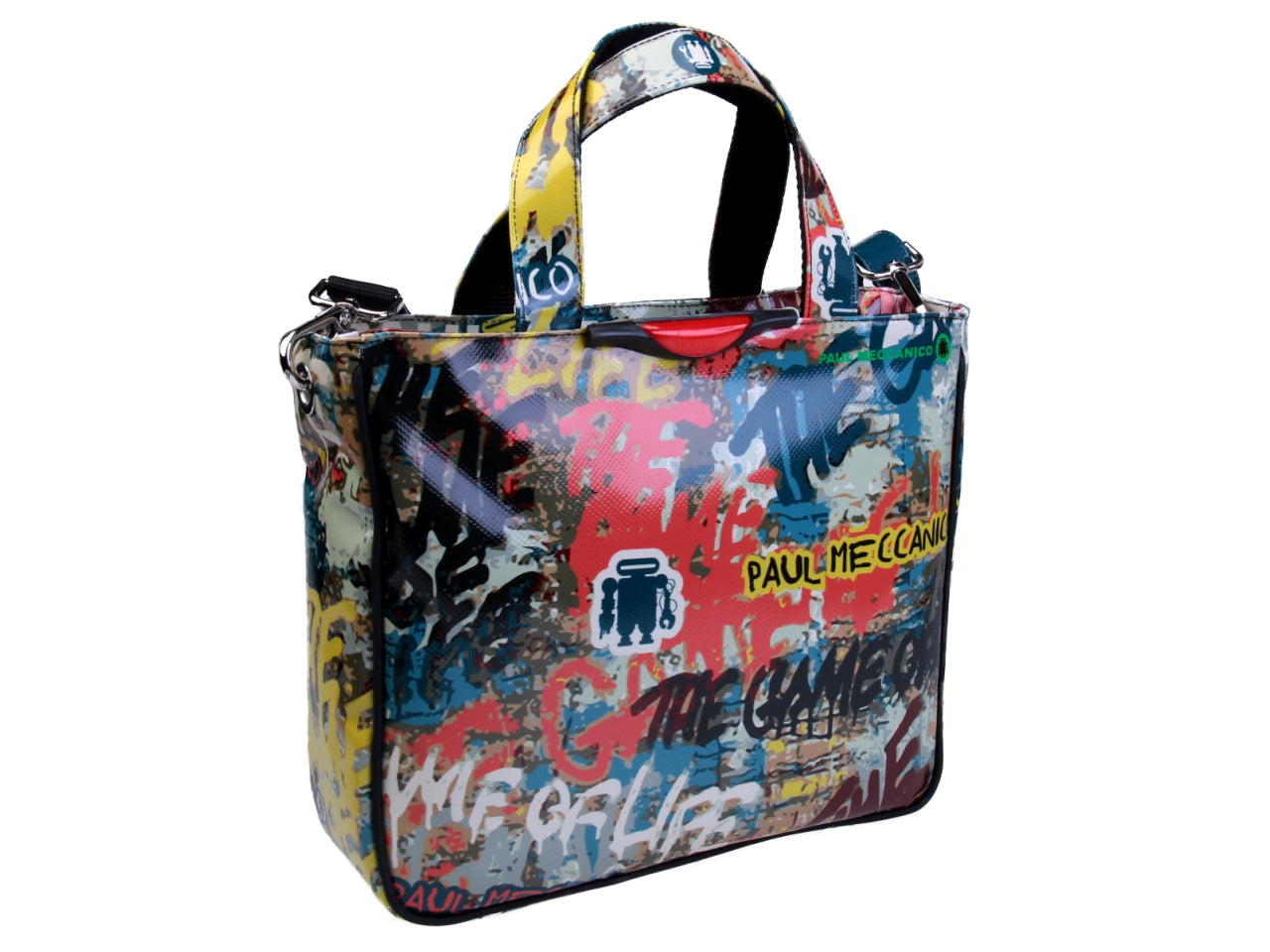 TOTE BAG MURALES FANTASY "THE GAME OF LIVE". MODEL GLAM MADE OF LORRY TARPAULIN. - Unique Pieces Paul Meccanico