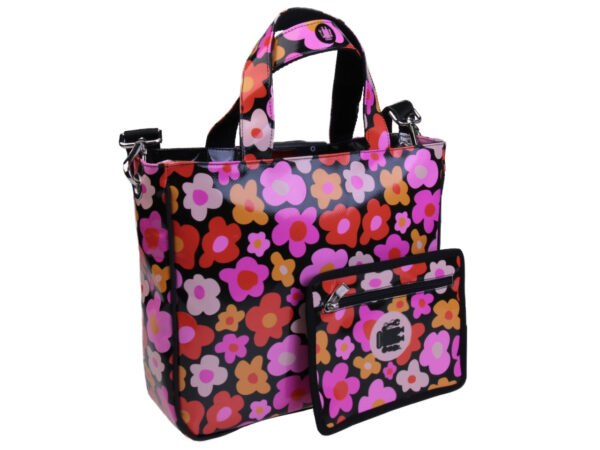 TOTE BAG FLORAL FANTASY. MODEL GLAM MADE OF LORRY TARPAULIN. - Unique Pieces Paul Meccanico