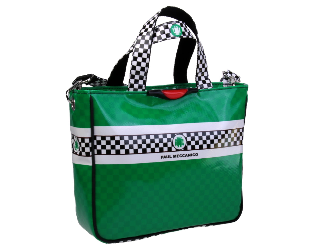 GREEN TOTE BAG "GRAND PRIX" STYLE. MODEL GLAM MADE OF LORRY TARPAULIN. - Unique Pieces Paul Meccanico