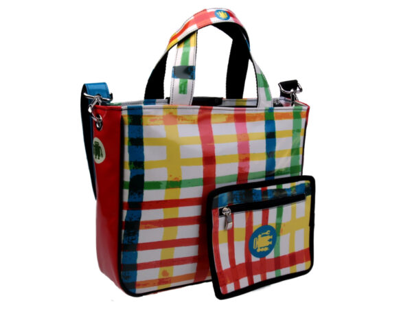 MULTICOLOUR TOTE BAG. MODEL GLAM MADE OF LORRY TARPAULIN. - Unique Pieces Paul Meccanico