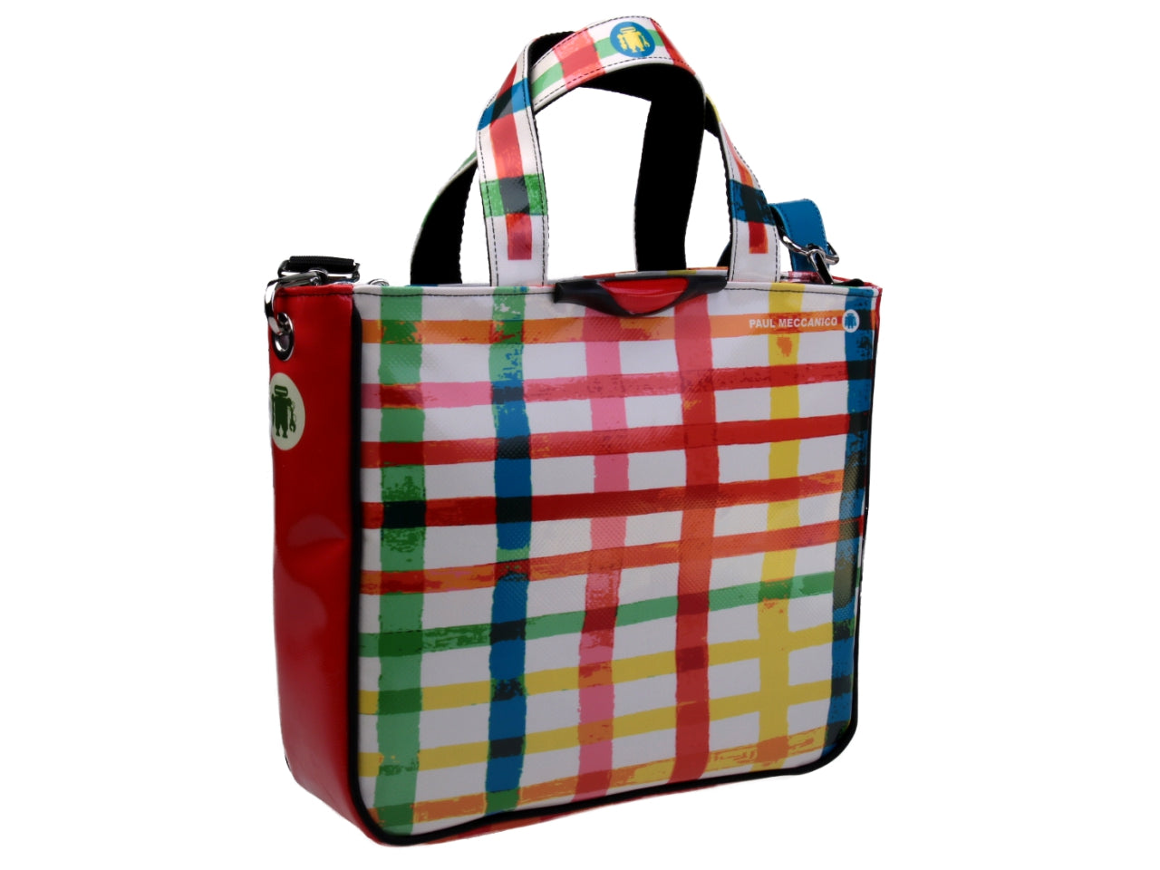 MULTICOLOUR TOTE BAG. MODEL GLAM MADE OF LORRY TARPAULIN. - Unique Pieces Paul Meccanico