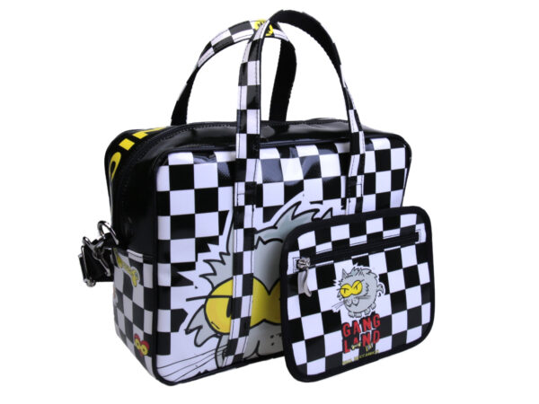 RECTANGULAR WOMEN'S BAG "GANG LAND" WITH CHESS FANTASY. MODEL PINCA MADE OF LORRY TARPAULIN. - Unique Pieces Paul Meccanico