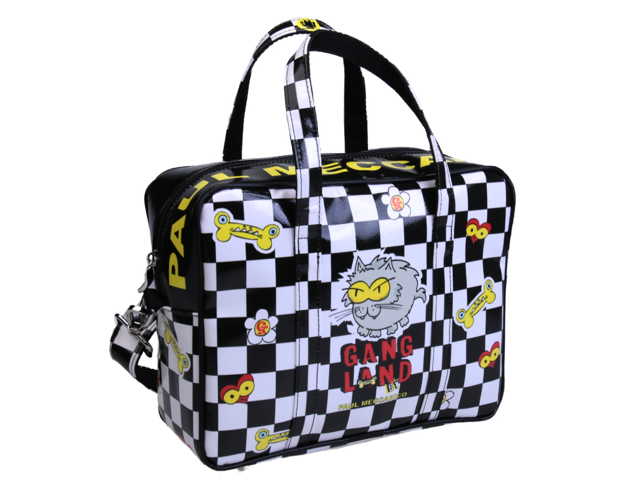 RECTANGULAR WOMEN'S BAG "GANG LAND" WITH CHESS FANTASY. MODEL PINCA MADE OF LORRY TARPAULIN. - Unique Pieces Paul Meccanico