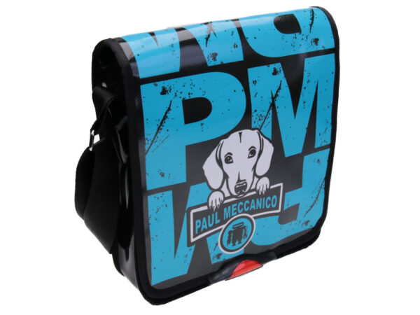 DARK GREEN AND LIGHT BLUE CROSSBODY BAG. MODEL BAUBAU MADE OFF LORRY TARPAULIN. - Special Edition Paul Meccanico