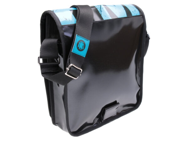DARK GREEN AND LIGHT BLUE CROSSBODY BAG. MODEL BAUBAU MADE OFF LORRY TARPAULIN. - Special Edition Paul Meccanico
