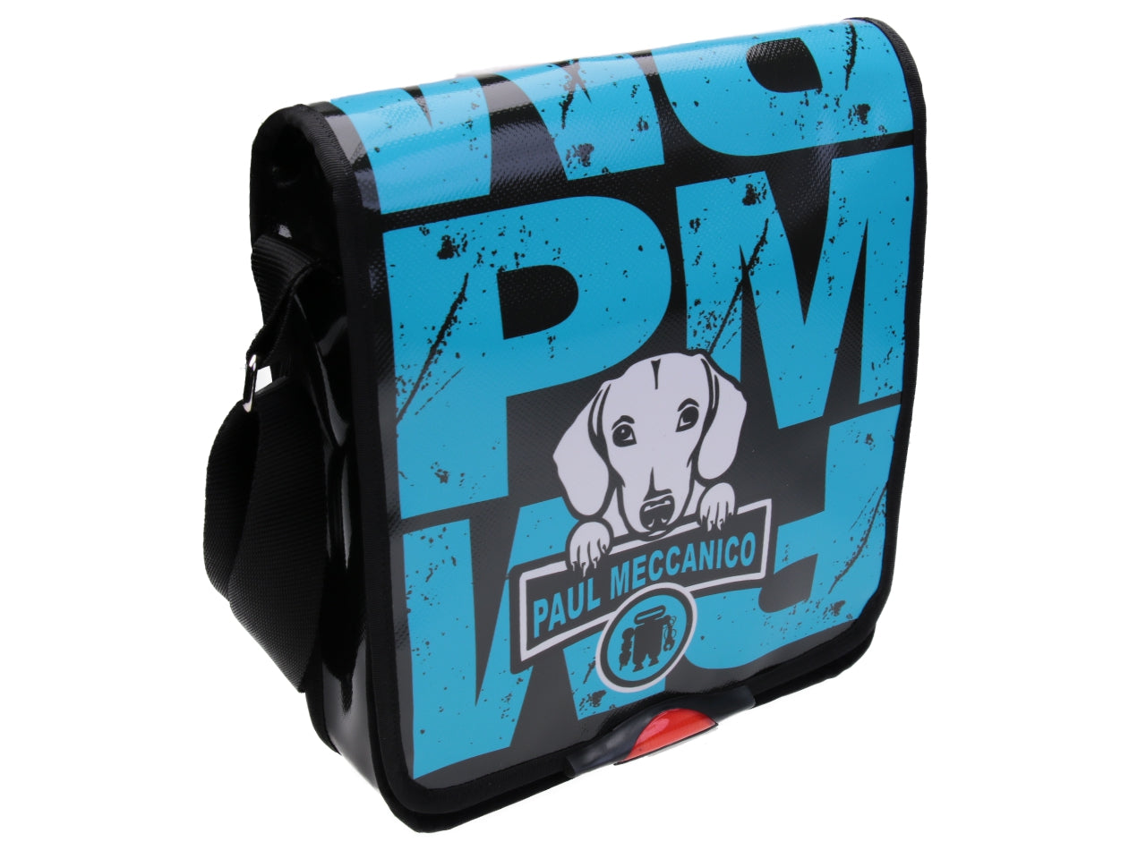 DARK GREEN AND LIGHT BLUE CROSSBODY BAG. MODEL BAUBAU MADE OFF LORRY TARPAULIN. - Special Edition Paul Meccanico
