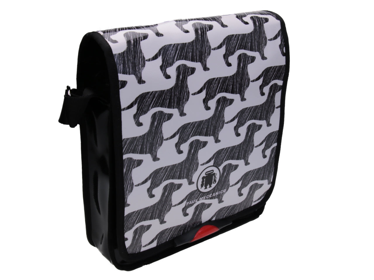 BLACK AND WHITE CROSSBODY BAG. MODEL BAUBAU MADE OFF LORRY TARPAULIN. - Special Edition Paul Meccanico