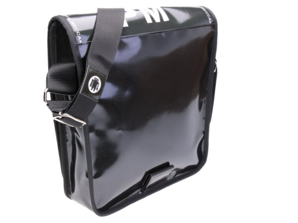 BLACK AND WHITE CROSSBODY BAG. MODEL BAUBAU MADE OFF LORRY TARPAULIN. - Special Edition Paul Meccanico