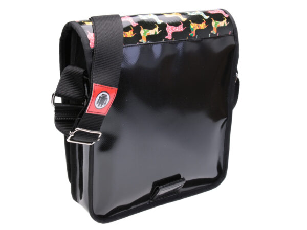 BLACK CROSSBODY BAG. MODEL BAUBAU MADE OFF LORRY TARPAULIN. - Special Edition Paul Meccanico